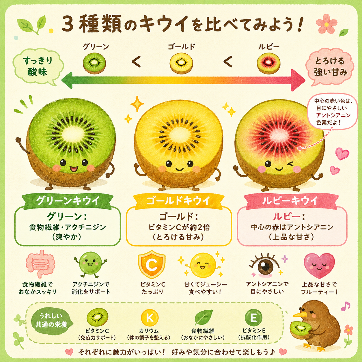 キウイ3種の比較図解